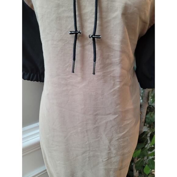Zara Basic Hoodie Dress Womens Small Beige Black Short Sleeve Casual Streetwear - Picture 8 of 14